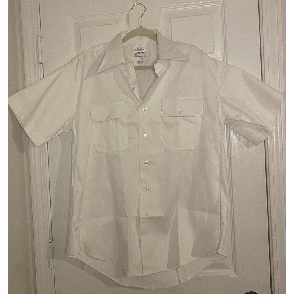 Logan's Military Supply Button Up Men's XL 17-17.5 White Uniform Shirt